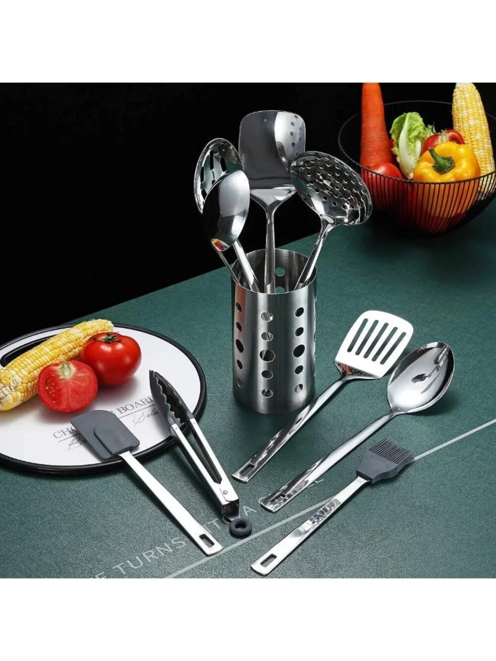 13-Piece Stainless Steel Kitchen Utensils Set, Non-Stick, Heat Resistant, Easy